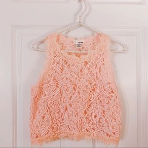 Adorable Pink Lace Crop Top